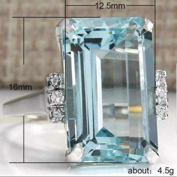 NEW Aquamarine Sterling Silver Ring - Picture 7 of 7